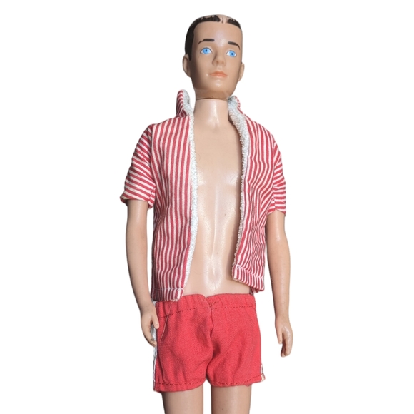 1960 Vintage Barbie's Ken MADE IN USA Brunette with Original Swimsuit Top Trunks - Picture 5 of 16